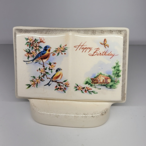 Vintage 1950s Royal Windsor Ceramic Planter Books of Remembrance Happy Birthday - Picture 1 of 9
